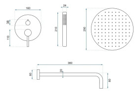 Душевая система скрытого монтажа Rea Lungo Grip со смесителем графит REA-P8958
