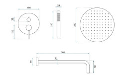 Душевая система скрытого монтажа Rea Lungo Grip со смесителем матовое золото REA-P8950