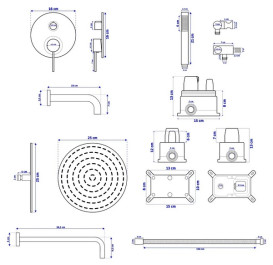 Душевая система скрытого монтажа Rea Lungo со смесителем черный REA-P4112