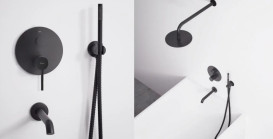 Душевая система скрытого монтажа Rea Lungo со смесителем черный REA-P4112