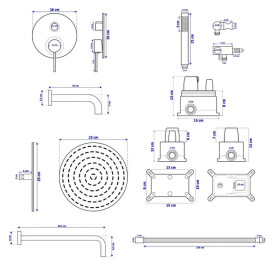 Душевая система скрытого монтажа Rea Lungo со смесителем золото REA-P4125