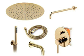 Душевая система скрытого монтажа Rea Lungo со смесителем золото REA-P4125