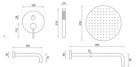 Душевая система скрытого монтажа Rea Lungo со смесителем розовое золото REA-P6610