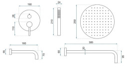 Душевая система скрытого монтажа Rea Lungo со смесителем матовая медь REA-P8810