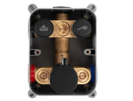 Душевая система скрытого монтажа Rea Lungo c термостатом черный REA-P8549