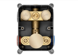 Душова система прихованого монтажу Rea Lungo з термостатом золото REA-P8550