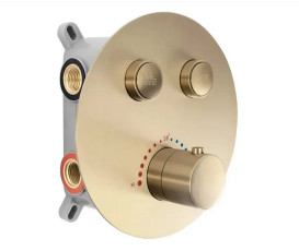 Душевая система скрытого монтажа Rea Lungo c термостатом матовое золото REA-P8551