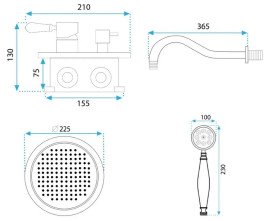Душова система прихованого монтажу Rea Serra із змішувачем матове золото REA-B1149