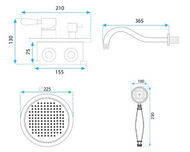 Душова система прихованого монтажу Rea Serra із змішувачем чорний REA-B1143