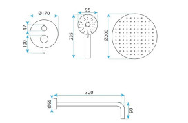 Душевая система скрытого монтажа Rea Ontario со смесителем матовое золото REA-P5502