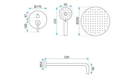 Душова система прихованого монтажу Rea Ontario із змішувачем нікель REA-P5503