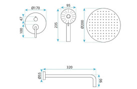 Душевая система скрытого монтажа Rea Ontario со смесителем черный REA-P5501