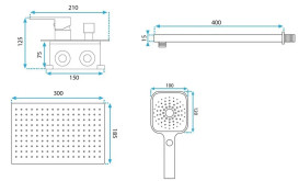 Душевая система скрытого монтажа Rea Moby со смесителем матовое золото REA-P2403