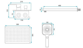 Душевая система скрытого монтажа Rea Moby со смесителем черный REA-P2402