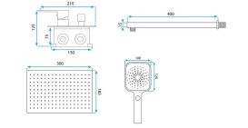 Душевая система скрытого монтажа Rea Moby со смесителем золото REA-P2405