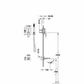 Душова система прихованого монтажу Tres Slim Exclusive з виливом та одноважільним змішувачем золото 20228007OR