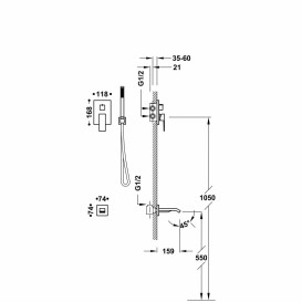 Душевая система скрытого монтажа Tres Cuadro Exclusive с изливом и однорычажным смесителем белый матовый 00628006BM