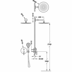Душевая система скрытого монтажа Tres Study Exclusive с однорычажным смесителем белый матовый 26228040BM