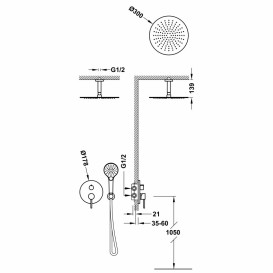 Душова система прихованого монтажу Tres Study Exclusive з одноважільним змішувачем бронзовий чорний 26228030KMB