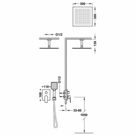 Душова система прихованого монтажу Tres Project-Tres з одноважільним змішувачем білий матовий 21128030BM