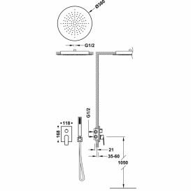 Душевая система скрытого монтажа Tres Project-Tres с однорычажным смесителем хром 21128006