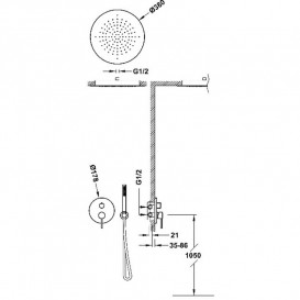 Душевая система скрытого монтажа Tres Study Exclusive с однорычажным смесителем матовое розовое золото 26228005OPM