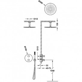 Душевая система скрытого монтажа Tres Therm-Box с термостатом золото 26225003OR