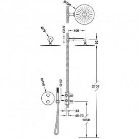 Душевая система скрытого монтажа Tres Therm-Box с термостатом золото 26225004OR