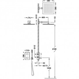 Душевая система скрытого монтажа Tres Therm-Box с термостатом матовое золото 00625004OM