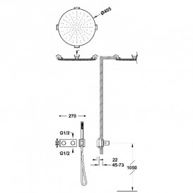 Душевая система скрытого монтажа Tres B-system с термостатом сталь 30735206AC