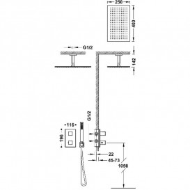 Душевая система скрытого монтажа Tres Therm-Box с термостатом сталь 20225053AC