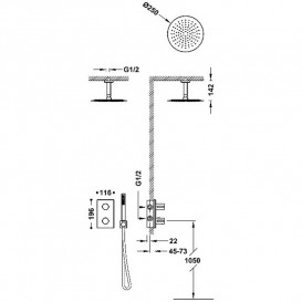 Душова система прихованого монтажу Tres Therm-Box із термостатом хром 06225003