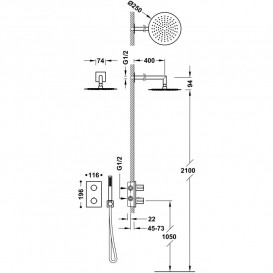Душова система прихованого монтажу Tres Therm-Box із термостатом хром 06225004