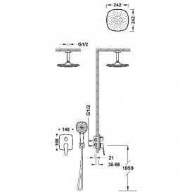 Душова система прихованого монтажу Tres Canigo Plus із змішувачем хром 21828003