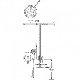 Душова система прихованого монтажу Tres Canigo Plus із змішувачем хром 21828005