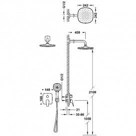 Душова система прихованого монтажу Tres Canigo із змішувачем хром 21728004