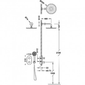 Душова система прихованого монтажу Tres Therm-Box із термостатом хром 21525004