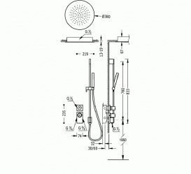 Душова система прихованого монтажу Tres Block System з термостатом 20635203