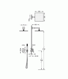 Душова система прихованого монтажу Tres Project з ручним душем чорний матовий 21198091NM