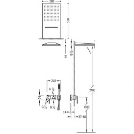 Душова система прихованого монтажу Tres 3V золото матовий 21027301OM