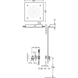 Душевая система скрытого монтажа Tres 3V хром 21027302