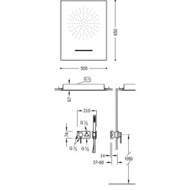Душевая система скрытого монтажа Tres 3V золото матовый 21027303OM