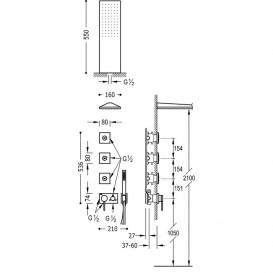 Душевая система скрытого монтажа Tres 3V с тремя боковыми форсунками хром 21027305