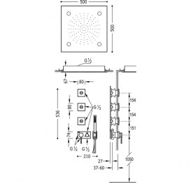 Душевая система скрытого монтажа Tres 3V с тремя боковыми форсунками хром 21027308