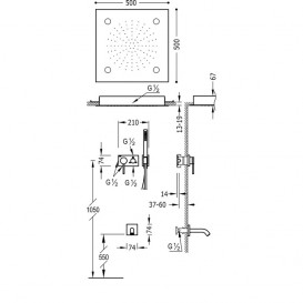 Душова система прихованого монтажу Tres 3V з виливом для ванни хром 21027306