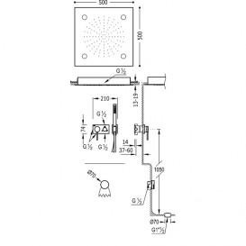 Душевая система скрытого монтажа Tres 3V с наполнительным клапаном и сливом для ванны хром 21027307