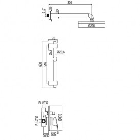 Душевая система скрытого монтажа Tres Eco-tres с верхним и ручным душем хром 17098002