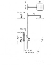 Душова система прихованого монтажу Tres Loft colors білий/хром 20018002BL