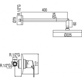 Душова система прихованого монтажу Tres K-tres з одноважільним змішувачем хром 169377