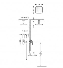 Душова система прихованого монтажу Tres Loft-Tres з одноважільним змішувачем хром 20018080
